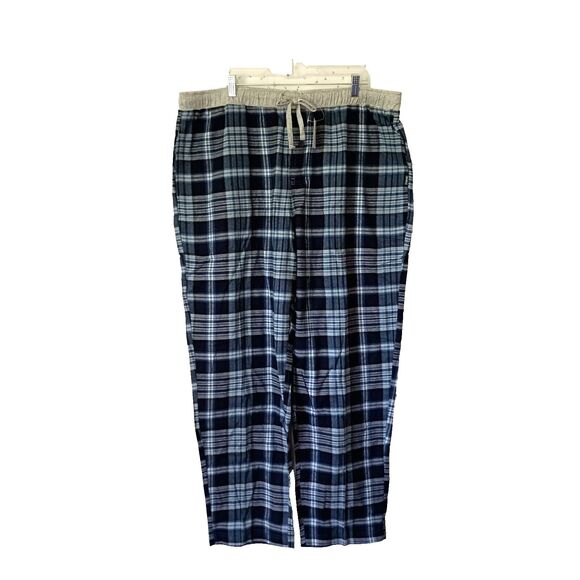 Eddie Bauer Mens Pajama Pants Flannel Sz XXL Plaid Blue & Gray 100% Cotton NWOT - Picture 1 of 9
